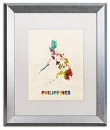 Michael Tompsett 'Philippines Watercolor Map' Matted Framed Art, White, 20"x16"