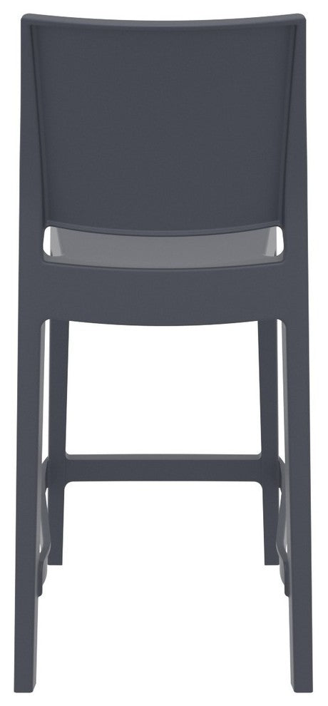 Maya Resin Counter Stool, Dark Gray, Set of 2