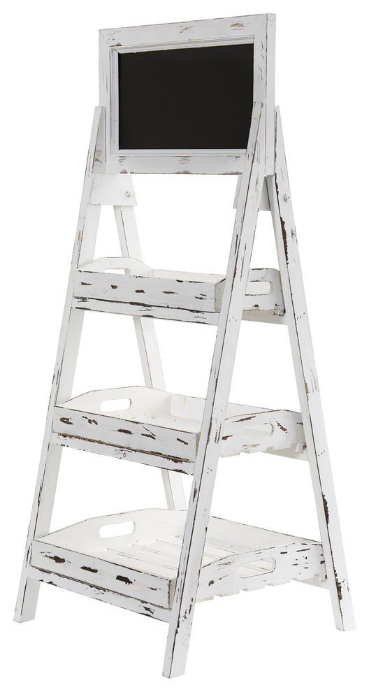 3' White Washed Farmhouse Stand with Chalkboard