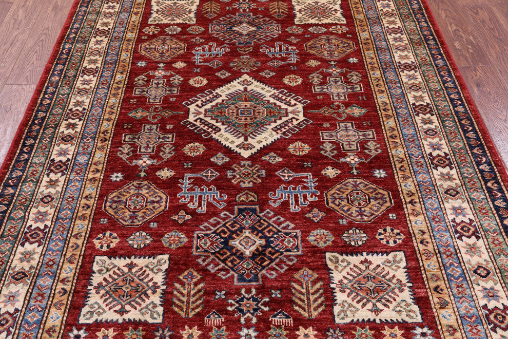 Geometric Super Kazak Handmade Wool Rug 5' 0" X 6' 11" - Q12942