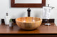 Natural Stone Vessel Bathroom Sink, Isidro Peach Travertine