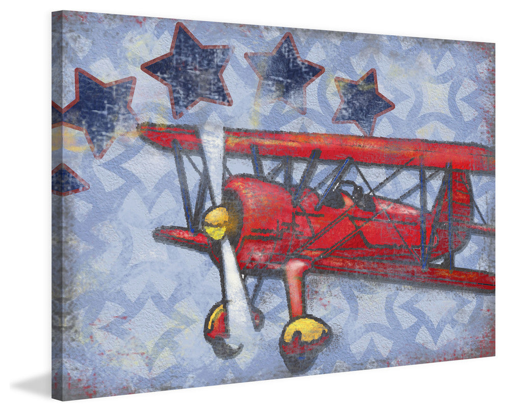 Marmont Hill, "Biplane Stars" by Reesa Qualia Painting on Wrapped Canvas, 45x30