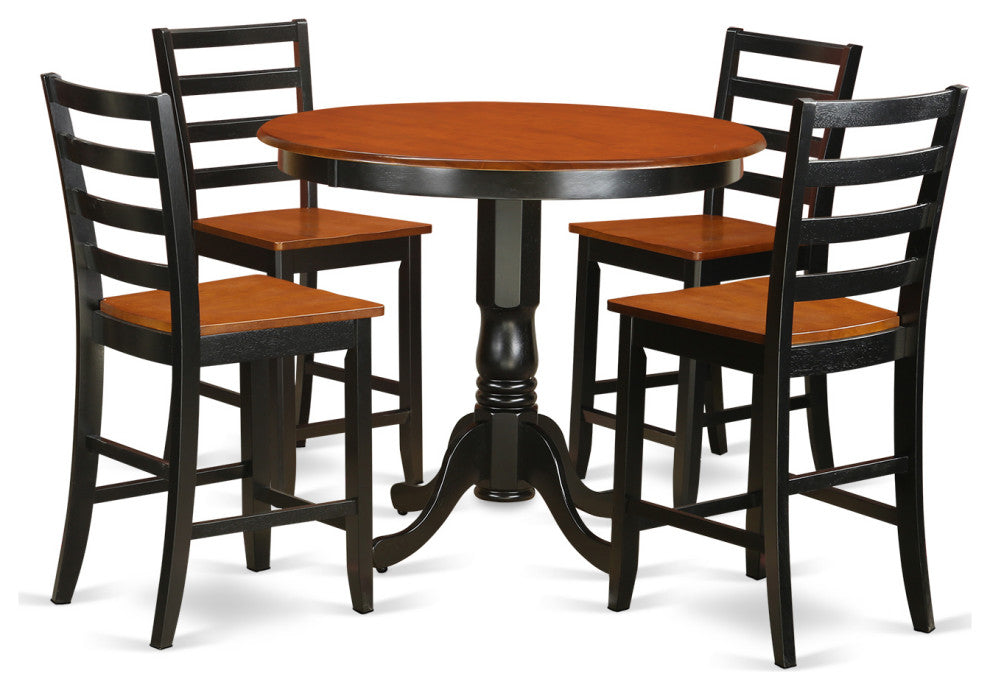 5 Pc Pub Table Set - Kitchen Dinette Table And 4 Bar Stools