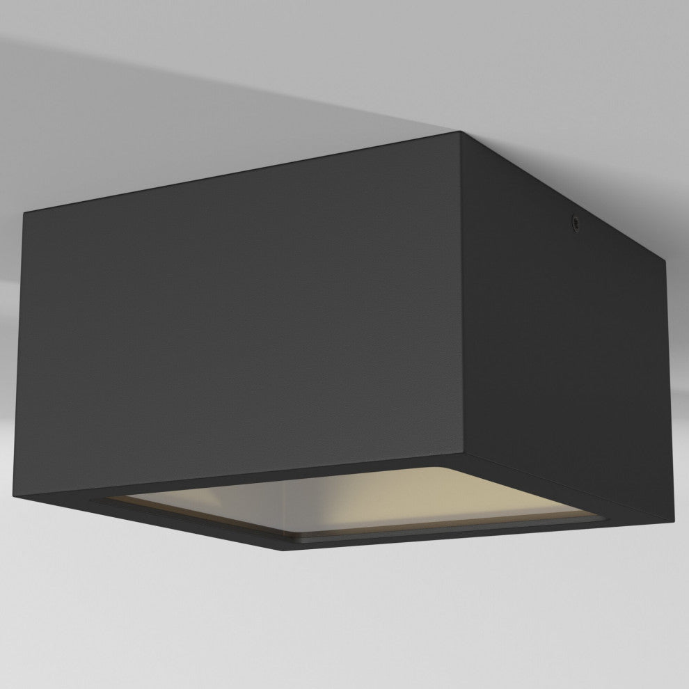Outdoor Kube Flush Mount in Satin Black