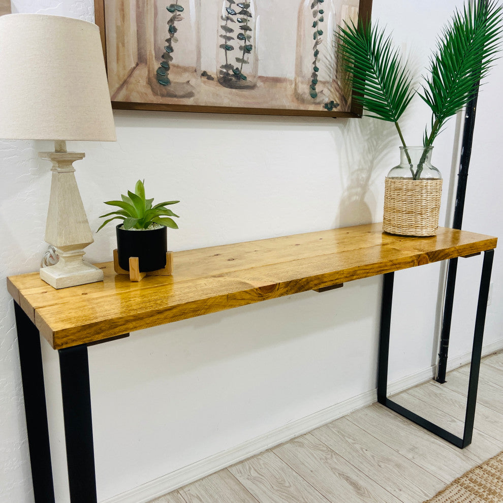 Barn Walls Bedroom Console Table Accent Table, Handcrafted, Golden Brown, 48" Length