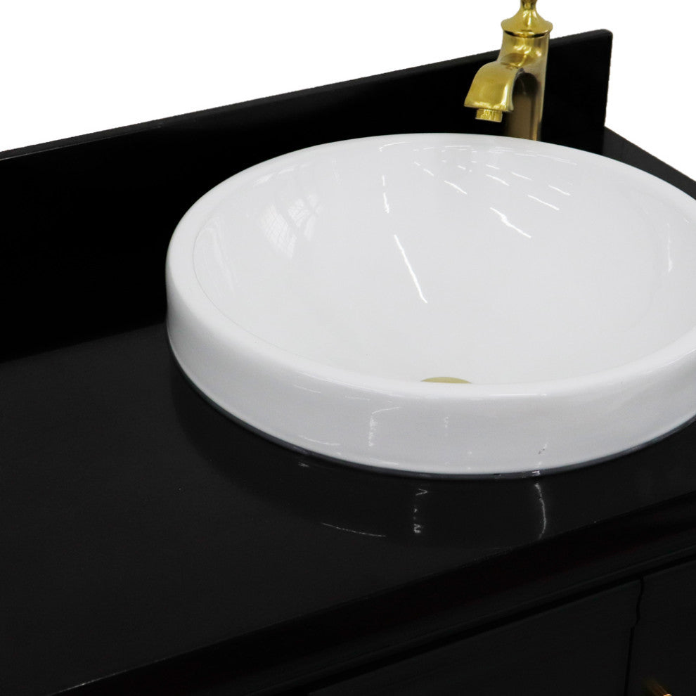 37" Single Vanity, Dark Gray Finish With Black Galaxy