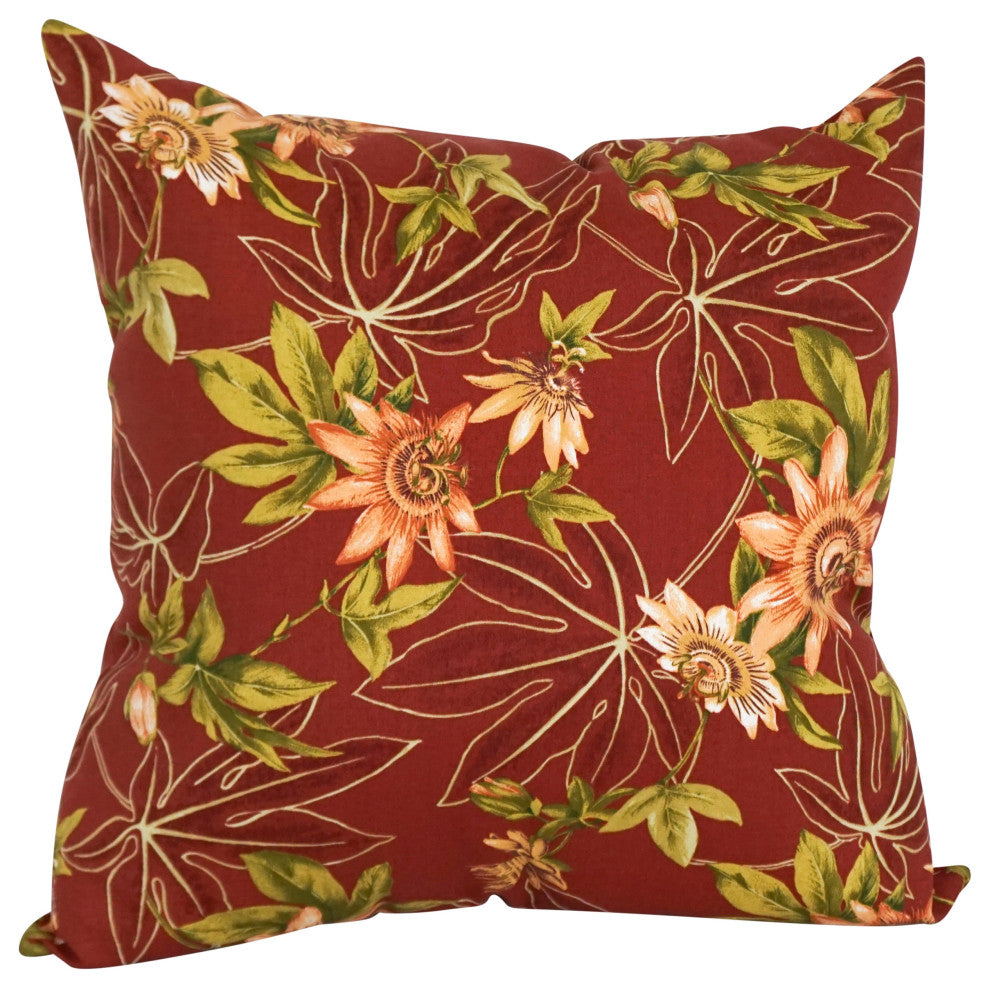 Outdoor Patterned Spun Polyester 25" Jumbo Throw Pillows, Set of 2, Passion Ruby