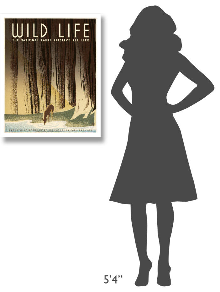 "Wild Life; The National Parks Preserve All Life, 1936-1940" Paper Art, 24"x30"
