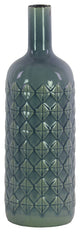 Ceramic Bottle Vase With Embossed Diamond Pattern, Large, Light Blue
