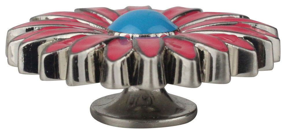 Aster Cabinet and Furniture Knob, Fuchsia With Turquoise