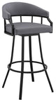 Palmdale 26 Swivel Slate Grey Faux Leather and Black Metal Bar Stool
