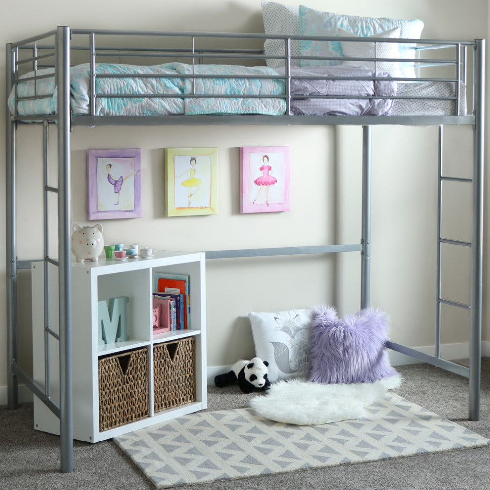 Roseto WEIF11679 Twin Steel Loft Bed - Silver