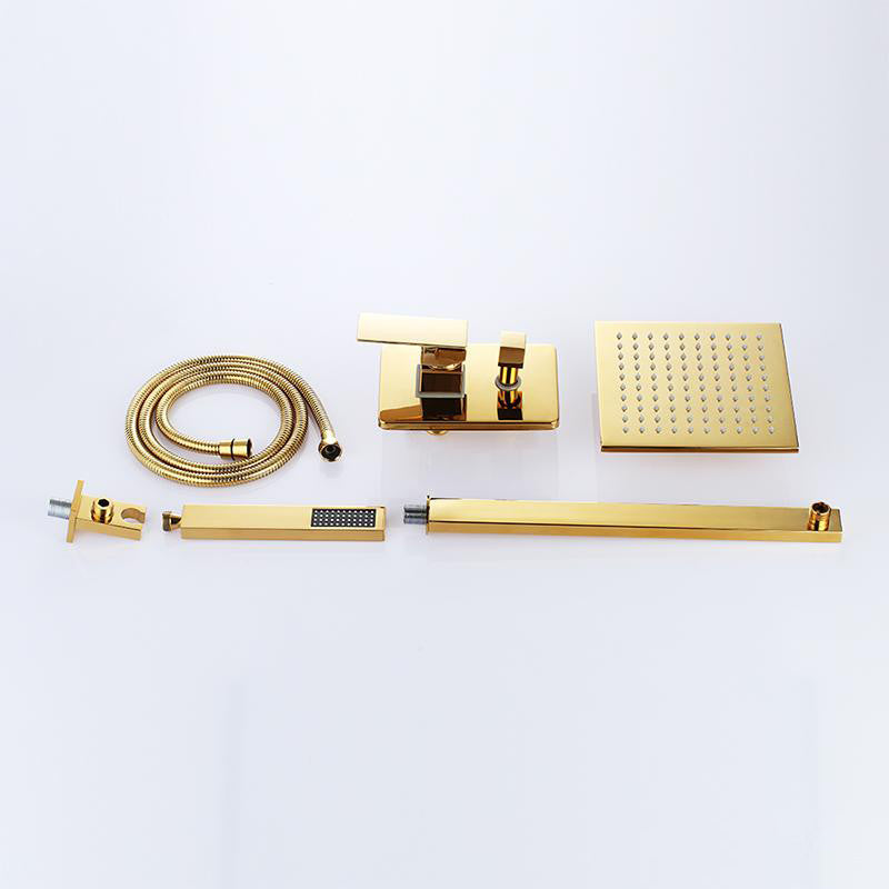 Florence Gold Plated Wall Mount LED Rainfall Shower Set, 8"