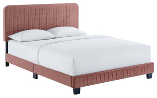 Celine Channel Tufted Performance Velvet King Platform Bed, Dusty Rose