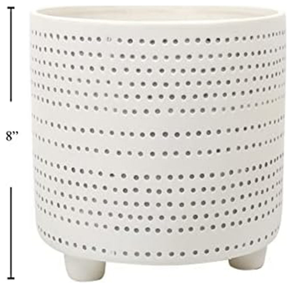 Ceramic Flower & Plant Vase, 7.99"L x 7.99"H x 7.99"W, White