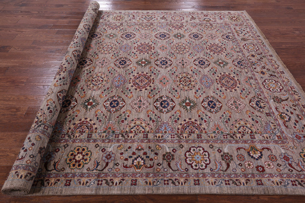 8' 3" X 11' 5" Persian Tabriz Hand-Knotted Wool Rug Q7715