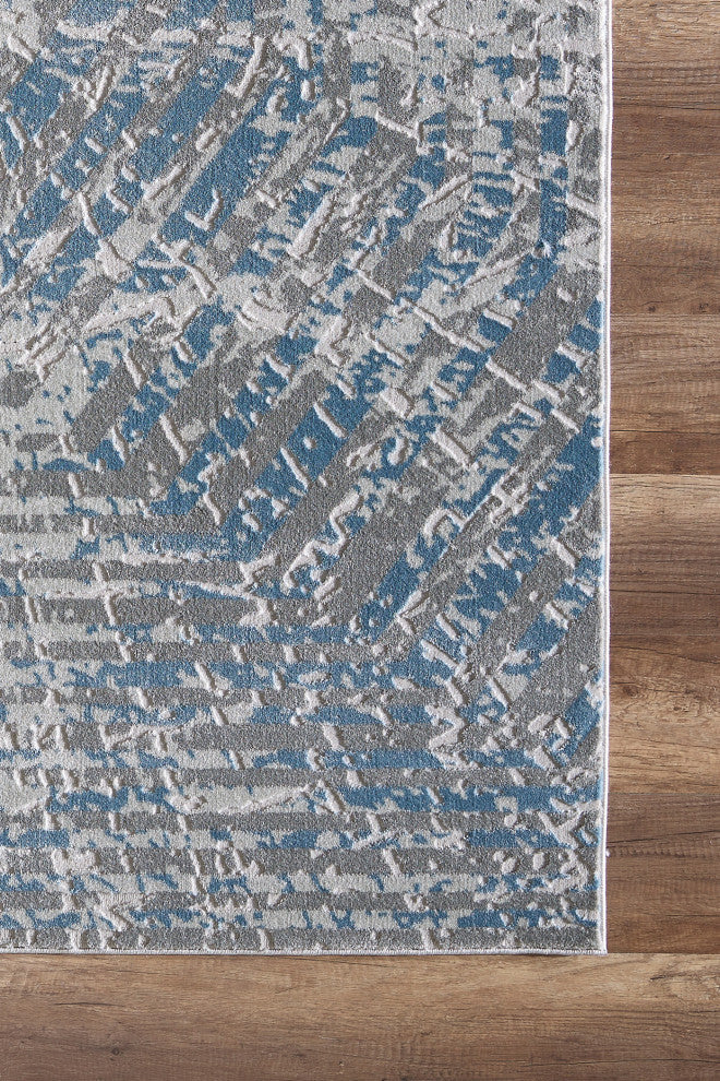Abani Nova NOV160A Blue and Grey Silver Distressed Area Rug