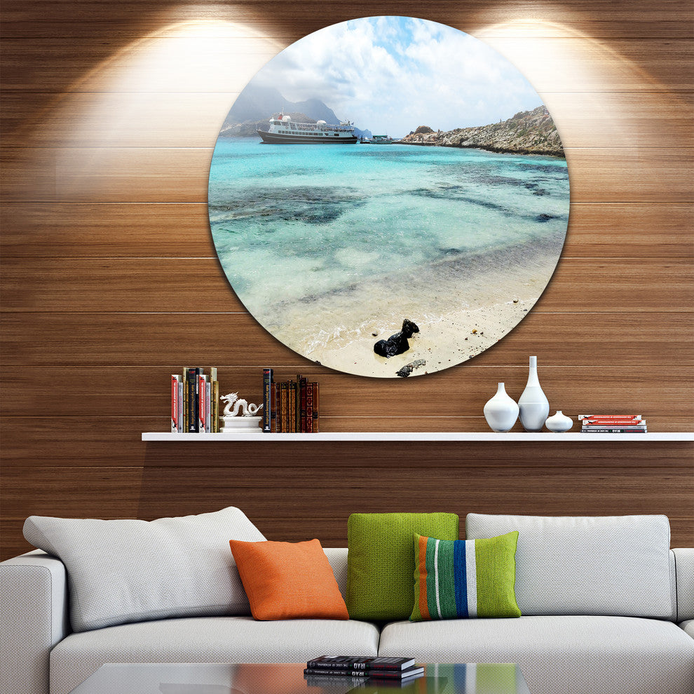 Blue Crete Island In Greece, Seashore Round Wall Art, 36"
