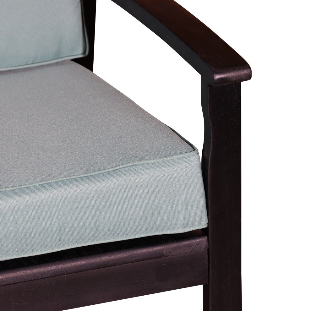 DTY Outdoor Living Longs Peak Eucalyptus Loveseat w/ Cushion, Espresso, Sage