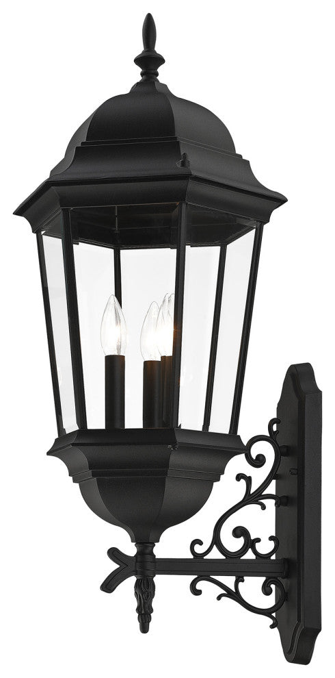 Textured Black Traditional, Historical, Outdoor Wall Lantern