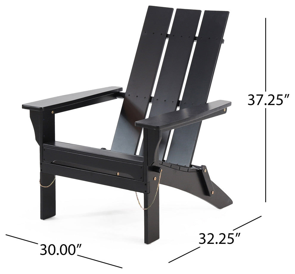 Gurekam Outdoor Foldable Adirondack Chairs, Set of 2, Black