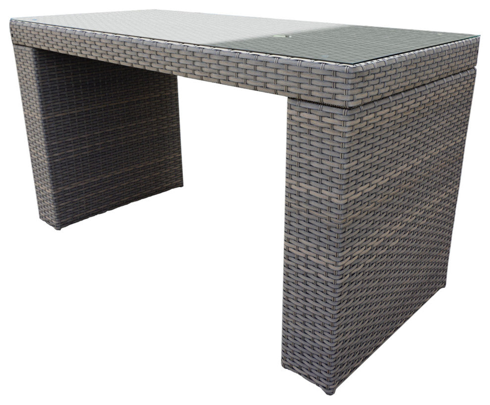 Monterey Bar Table, Cart, Basket, 4 Barstools Wicker Patio Furniture