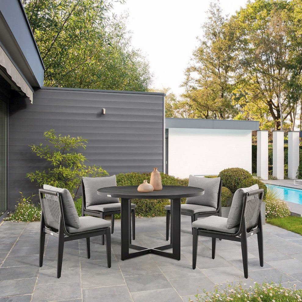 Cayman Outdoor Patio Round Dining Table in Aluminum