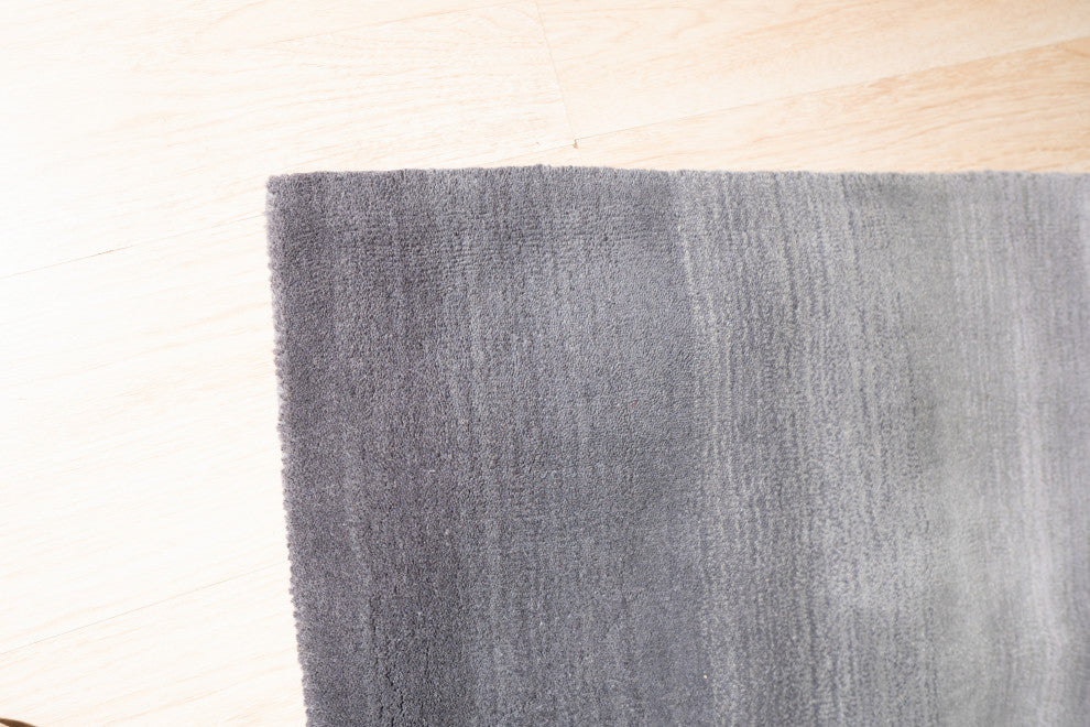 Handmade Wool Gray Transitional Stripe Horizon Rug, 5' X 8'