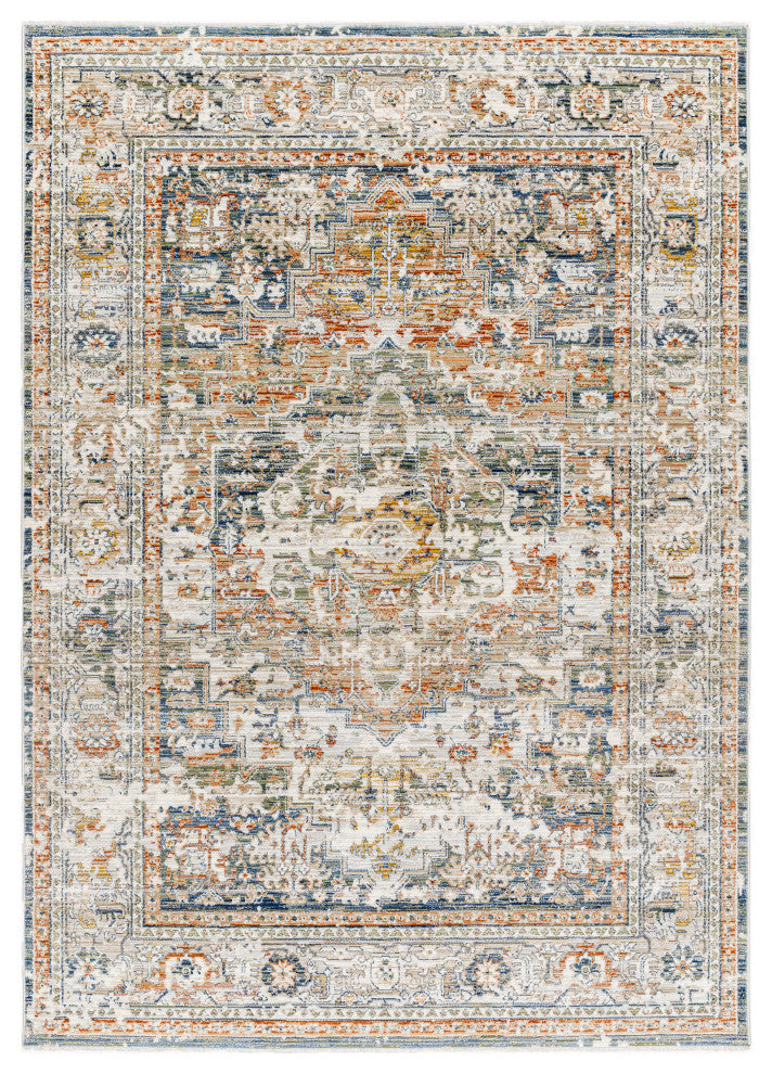 Surya Edmonton EDO-2301 Machine Woven Area Rug, Cream, 5'3" x 7'