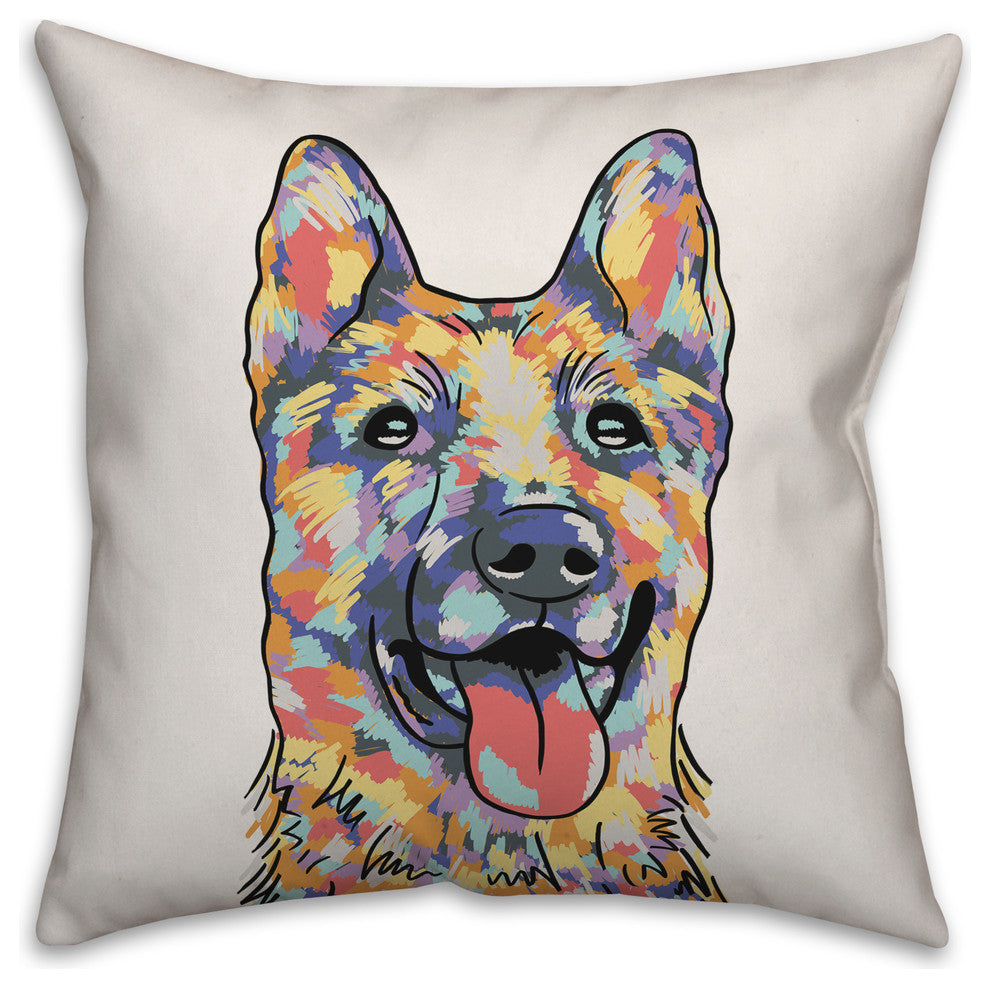 Watercolor German Shepherd Throw Pillow Cover