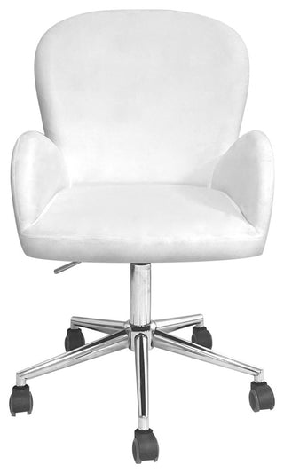 Colette Swivel Vanity Chair, White Velvet