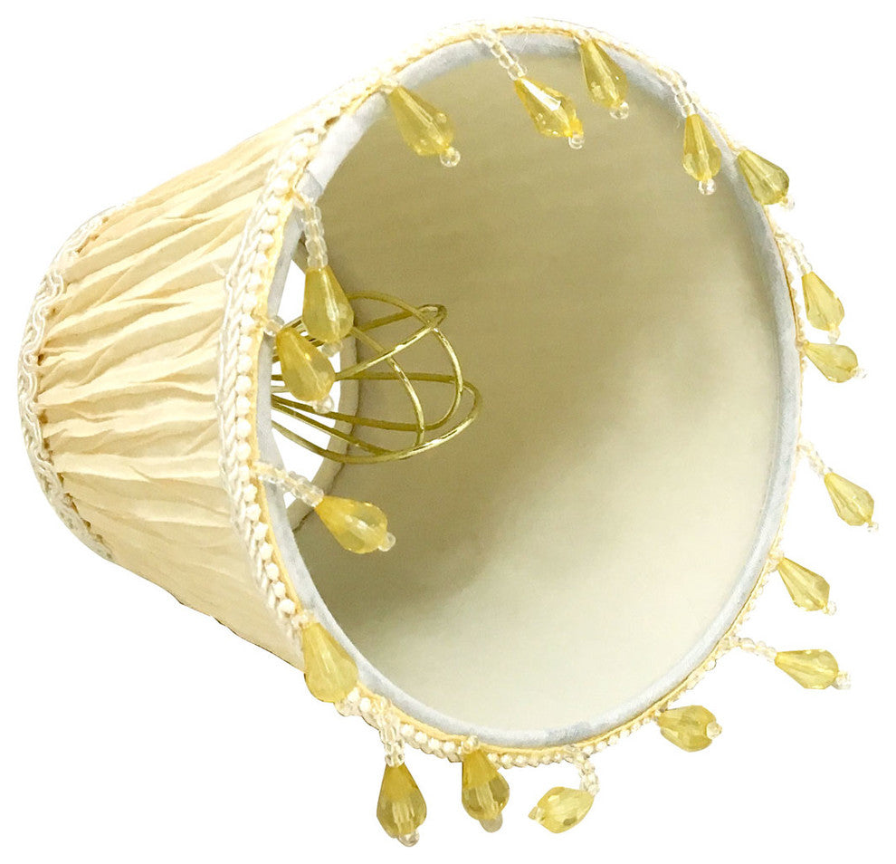 5" Ruche Pleated Empire, Eggshell, Clip-On Chandelier Shade, Set of 6
