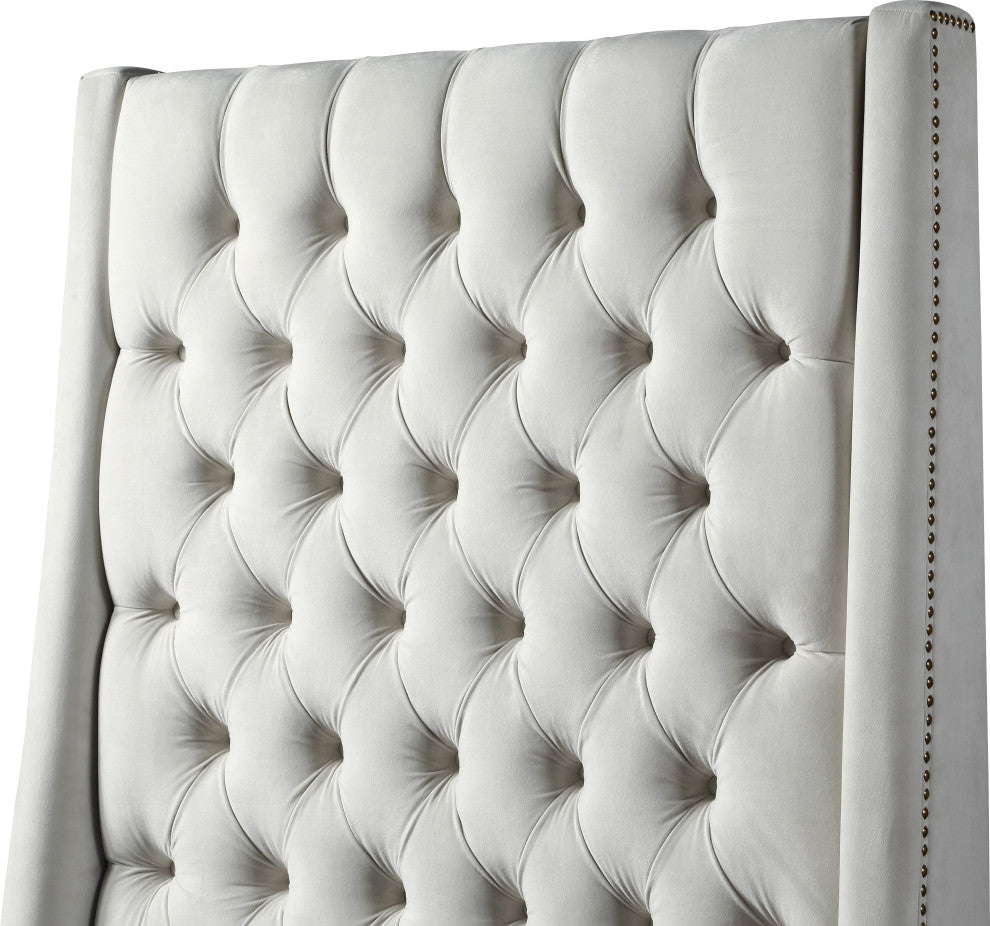 Fritz Velvet Upholstered Bed, Cream, King