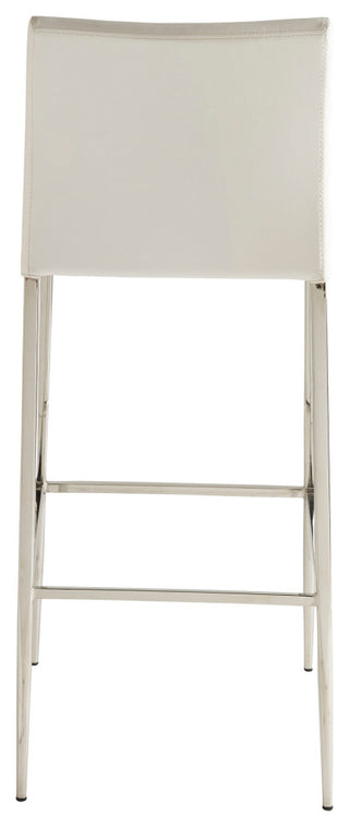 Diana-B Bar Stool, White With Polished Stainless Steel