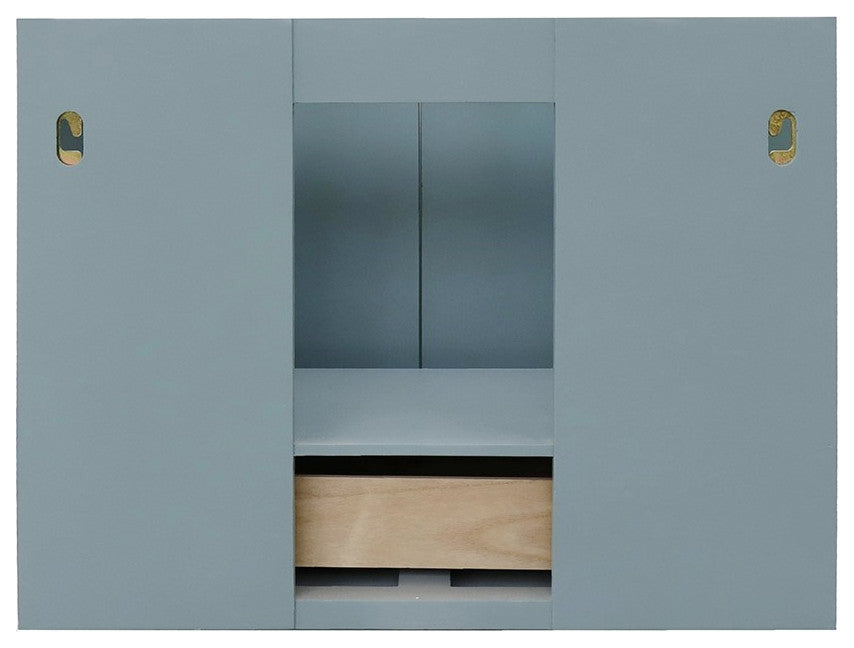 31" Single Wall Mount Vanity, Aqua Blue Finish With Black Galaxy Top