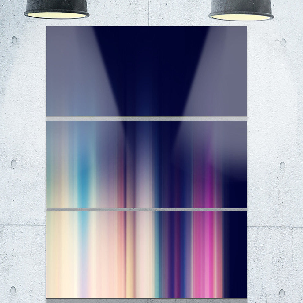"Neon Blue Abstract Lines" Digital Metal Wall Art, 3 Panels, 28"x36"
