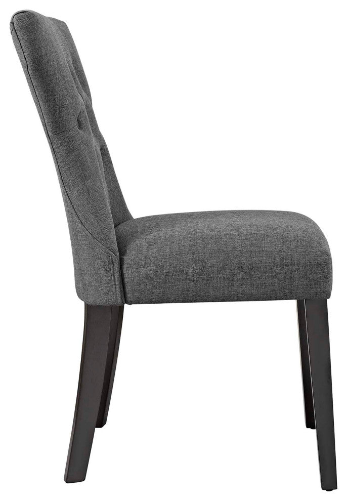 Gray Silhouette Dining Side Chairs Upholstered Fabric Set of 4