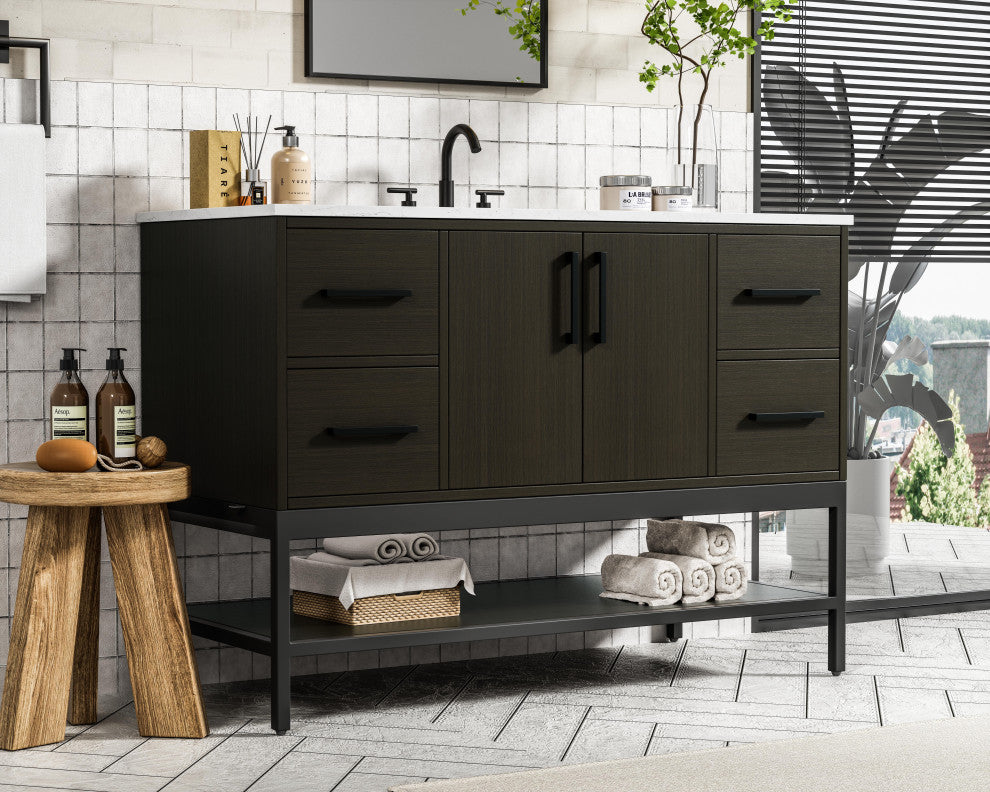 Home Living 48" Single Bathroom Vanity, Mocha Brown