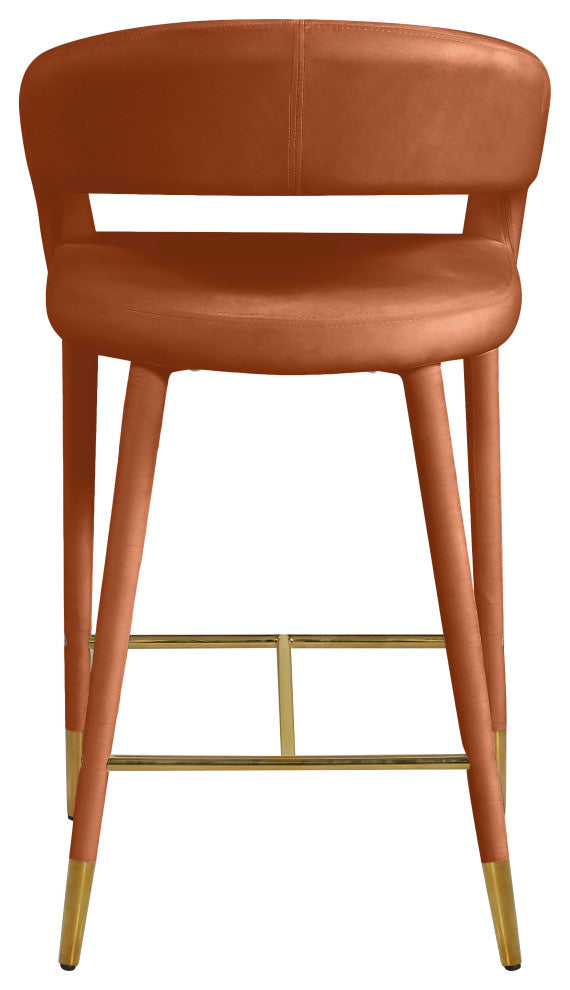 Destiny Counter Stool, Cognac, Velvet