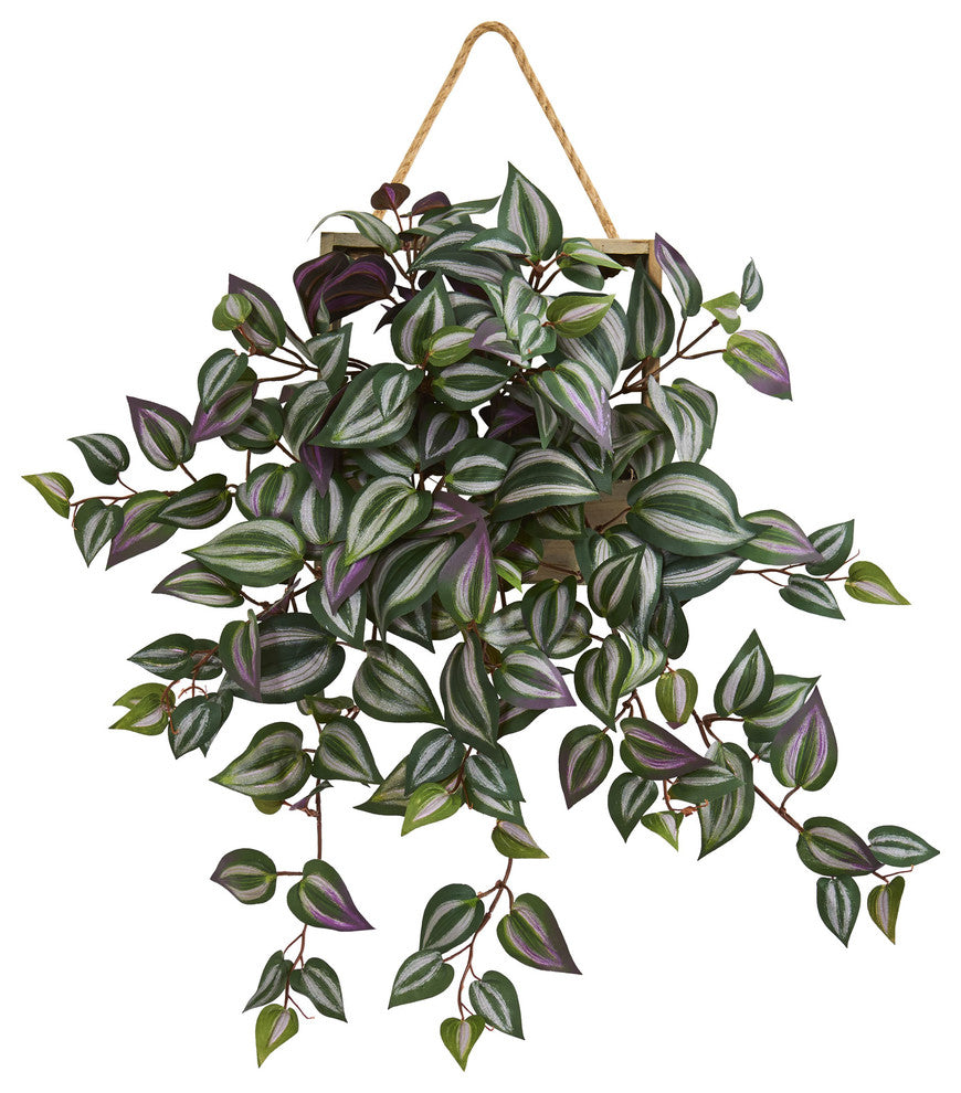 Nearly Natural 20" Wandering Jew Artificial Plant in Decorative Hanging Frame