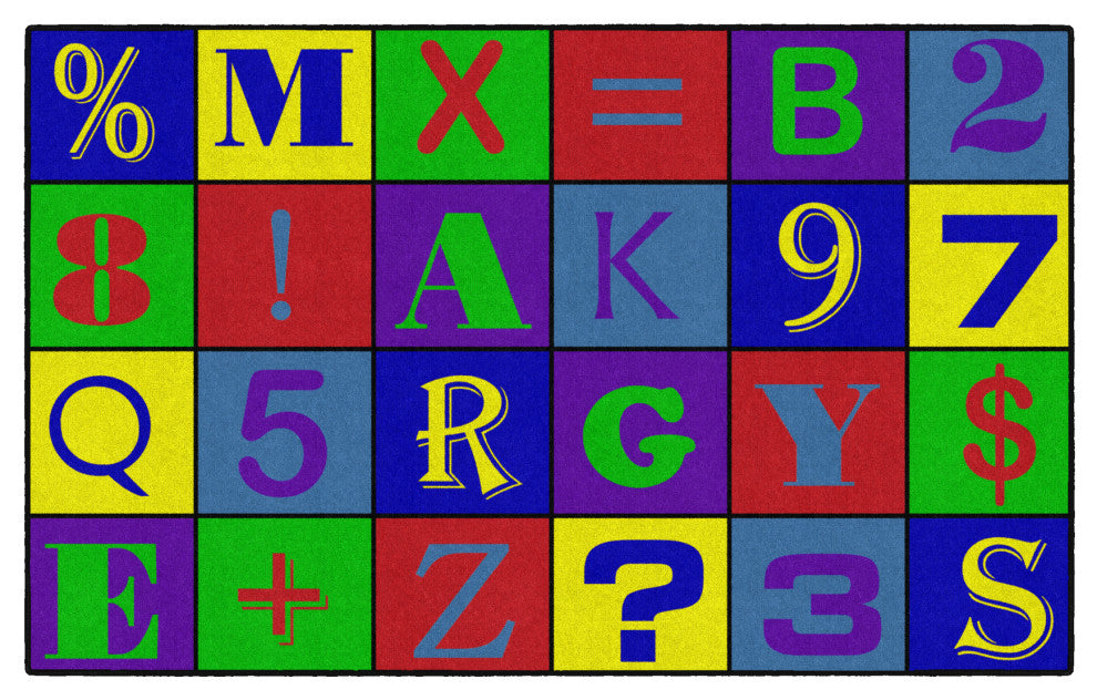 Flagship Carpets CE482-22W 4x6 Alphabet Number Jumble Rug