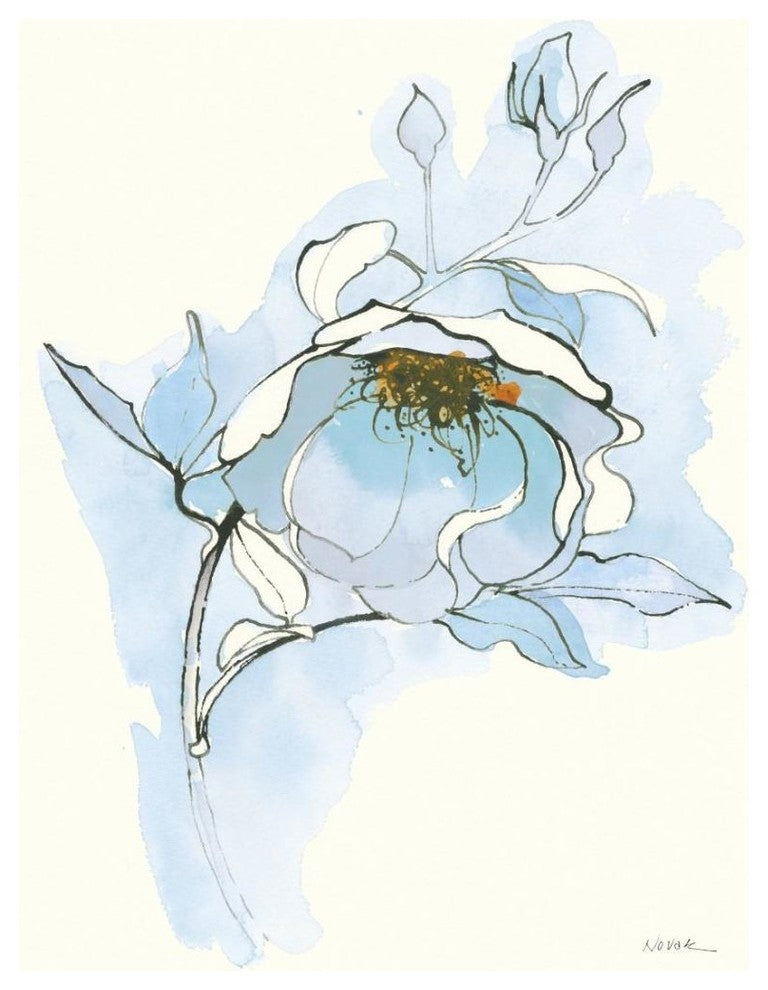 "Carols Roses V Blue" Digital Paper Print by Shirley Novak, 18"x22"