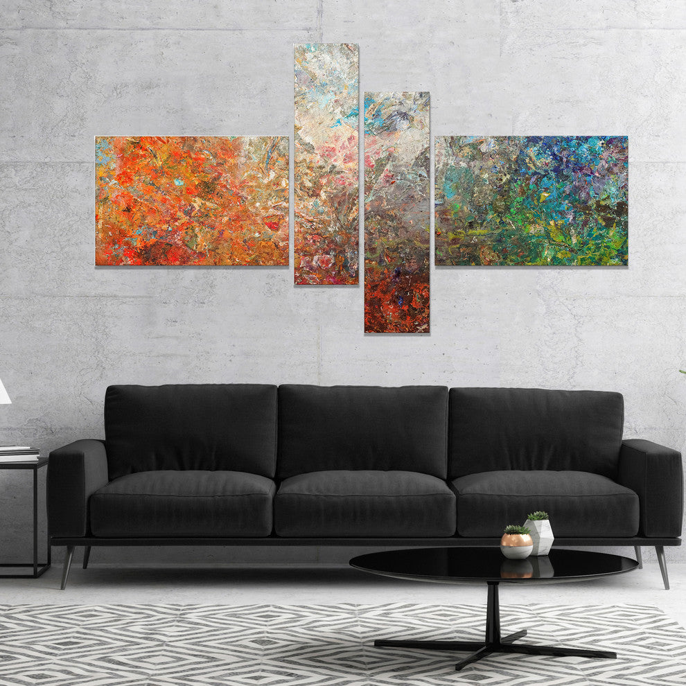 Board Stained Abstract Art, Abstract Canvas Art Print, 60"x32", 4 panels