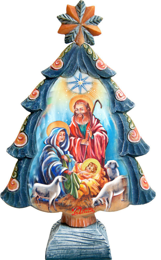 Hand Painted Nativity Tree Figurine