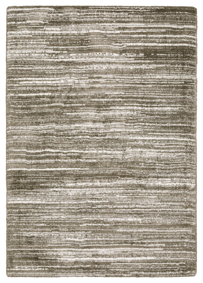 Greer Modern Distressed Stripe Brown/ Ivory Area Rug, 9'10" x 12'10"