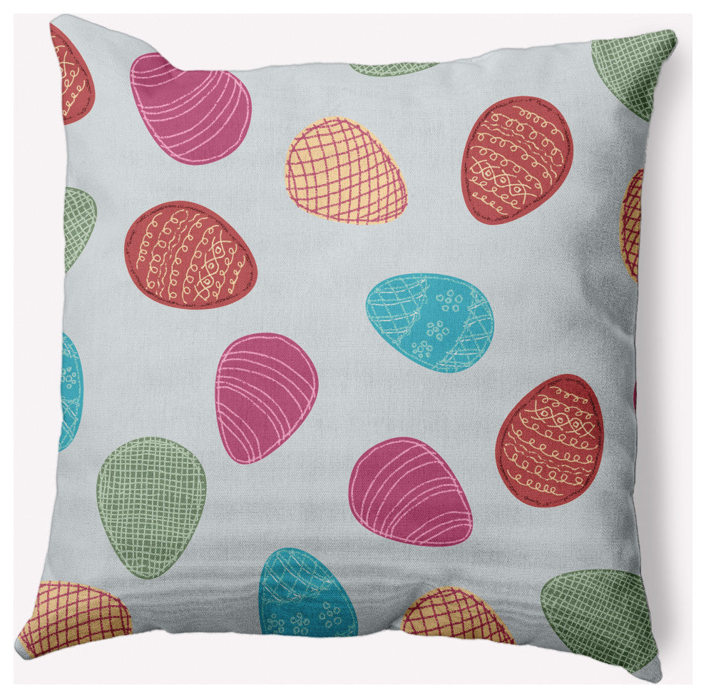 Egg Hunt Easter Decorative Throw Pillow, Etched Glass Gray, 26x26"