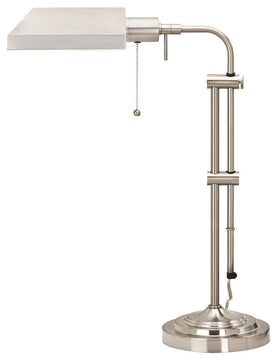 Benzara BM225084 Metal Rectangular Desk Lamp with Adjustable Pole, Silver