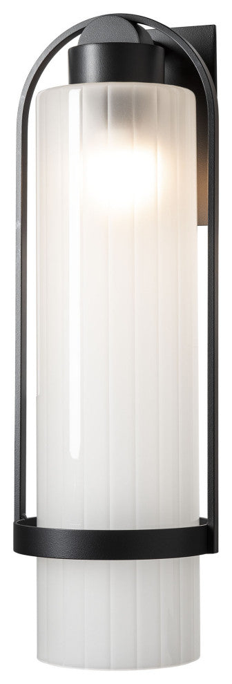 Alcove Large Outdoor Sconce Coastal Black Frosted Glass