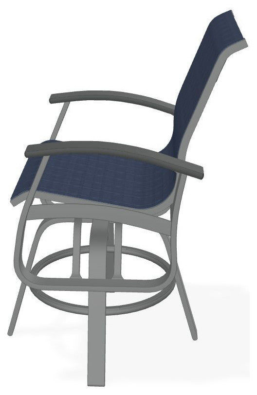 Belle Isle Sling Balcony Height Outdoor Swivel Chair, Mavi/Graphite