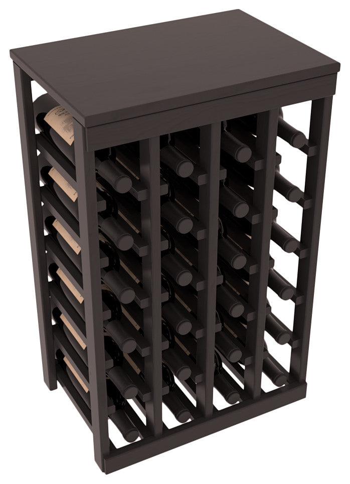 24-Bottle Kitchen Wine Rack,  Pine, Black + Satin